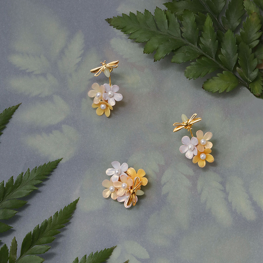 莫奈的后花园流萤戏花饰品 耳钉耳夹胸针 情人节送女友 果壳商店