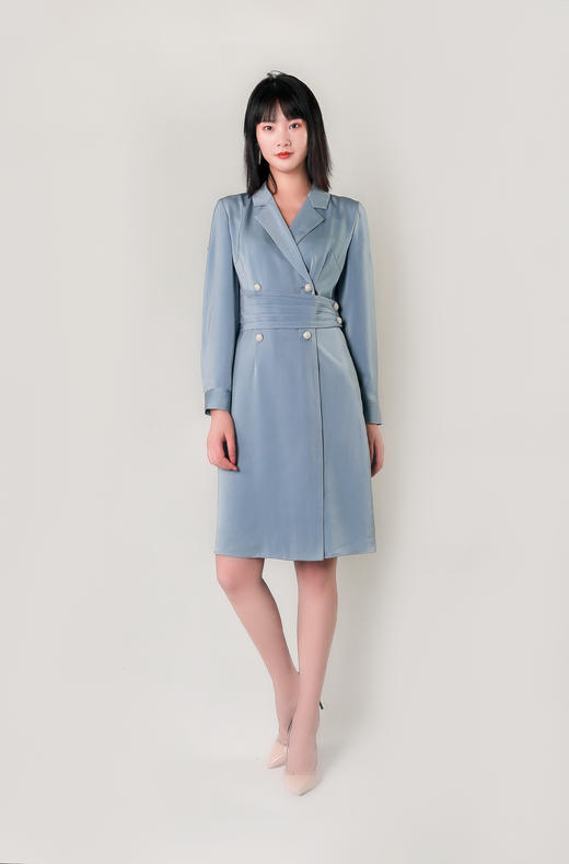 腰部造型可拆西服领连衣裙 商品图1