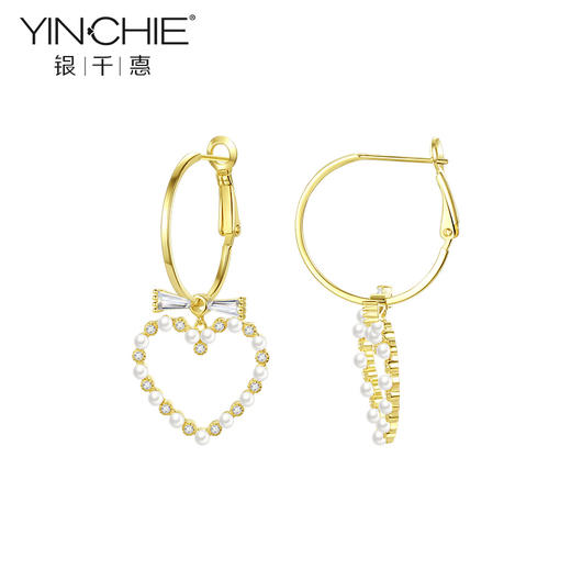 银千惠/s925纯银爱心耳坠女气质百搭耳钉新款潮个性网心形耳环 商品图4