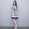 MD-CHYZX2021气质牛仔印花衬衫时尚polo领拼接国风裙子 商品缩略图2