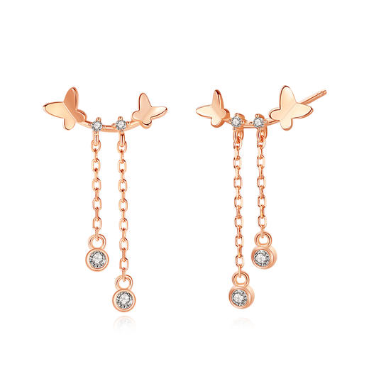 银千惠/蝴蝶纯银耳坠女气质长款简约耳环新款潮韩国个性网红耳饰 商品图4