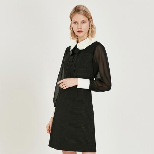 奥丽嘉朵/OBBLIGATO 蝴蝶结蕾丝领肌理感网纱袖连衣裙1C69305790 商品图0