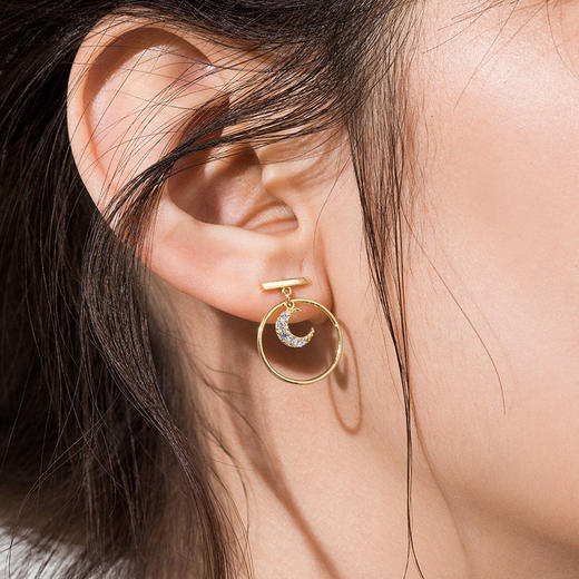 银千惠/星星月亮设计感纯银小耳坠女精致气质耳环小众网红新款潮 商品图3