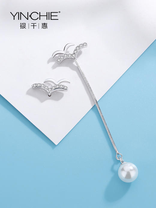 银千惠/海鸥纯银耳坠女精致森系耳饰品新款潮时尚网红耳钉简约耳环 商品图1