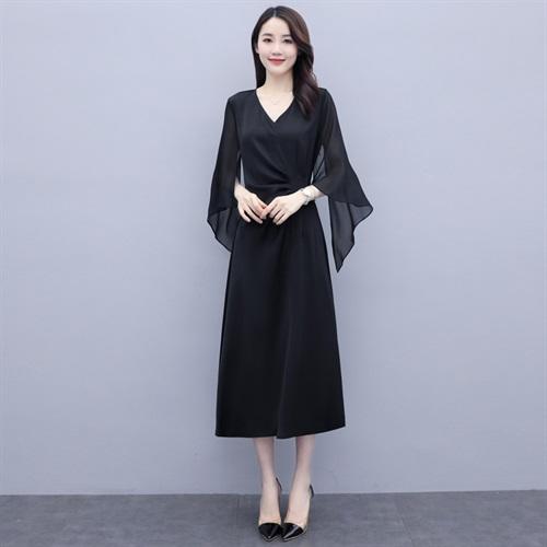 简约优雅，气质干练时尚雪纺拼接连衣裙HR-LMYS326 商品图3