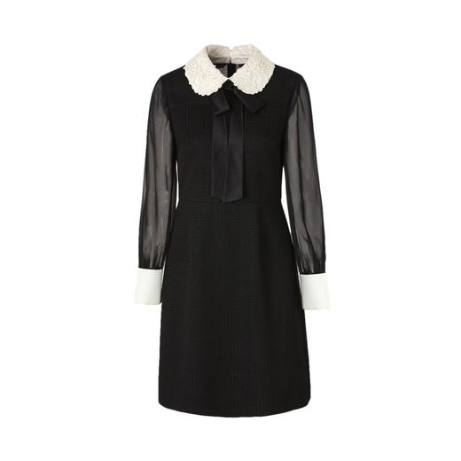 奥丽嘉朵/OBBLIGATO 蝴蝶结蕾丝领肌理感网纱袖连衣裙1C69305790 商品图4