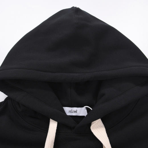 LW 宽帽绳 黑色连帽卫衣/帽衫外套 Z-6012 商品图5
