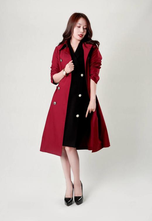 双排扣腰捏褶风衣（附腰带） 商品图0