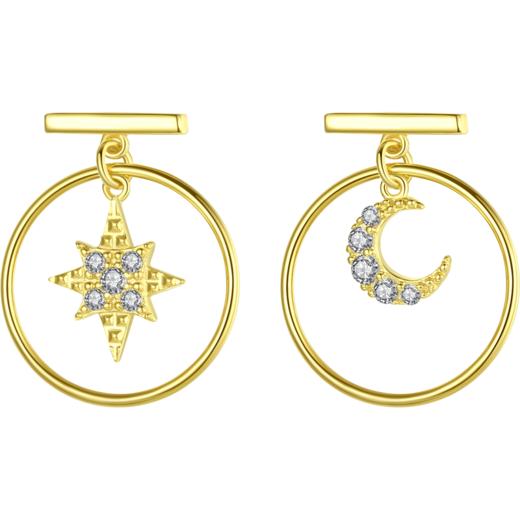 银千惠/星星月亮设计感纯银小耳坠女精致气质耳环小众网红新款潮 商品图4