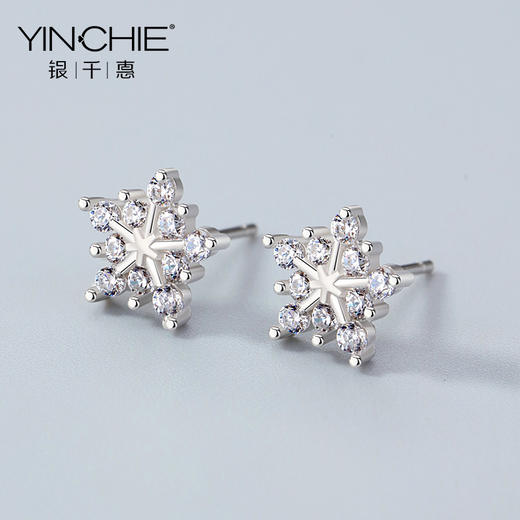 银千惠/s925纯银雪花耳钉女耳环新款潮韩国简约个性冷淡风耳饰 商品图4