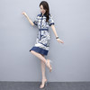MD-CHYZX2021气质牛仔印花衬衫时尚polo领拼接国风裙子 商品缩略图3