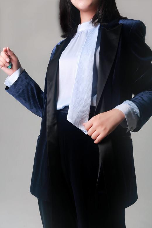 前系带撞色翻领西服套装 商品图3