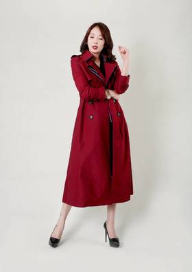 造型门襟个性直身风衣（附腰带）