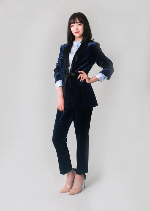 前系带撞色翻领西服套装 商品图2