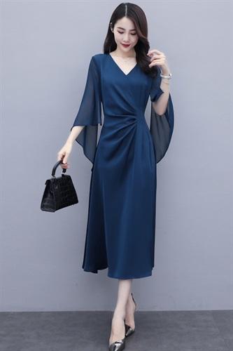 简约优雅，气质干练时尚雪纺拼接连衣裙HR-LMYS326 商品图4