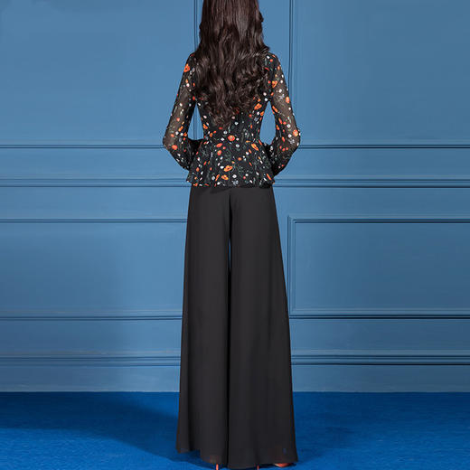 SSGS-41531新款时尚雪纺印花上衣阔腿裤套装裙 商品图1