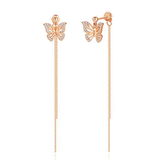 银千惠/纯银蝴蝶流苏耳坠女气质长款森系夏季耳环新款潮夏季耳饰品 商品图4