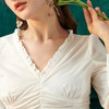 欧芮儿新款长袖收腰V领衬衫女白色气质修身设计感衬衣 商品缩略图1