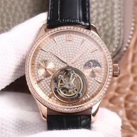 LH积jiaMaster大师系列陀飞轮腕表，GMT二地時區顯示，42mm，手动机械机芯，皮表带，透底，男士腕表