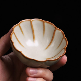 仿古陶瓷汝窑茶具小茶杯纯手工主人杯品茗杯单杯开片可养冰裂正品