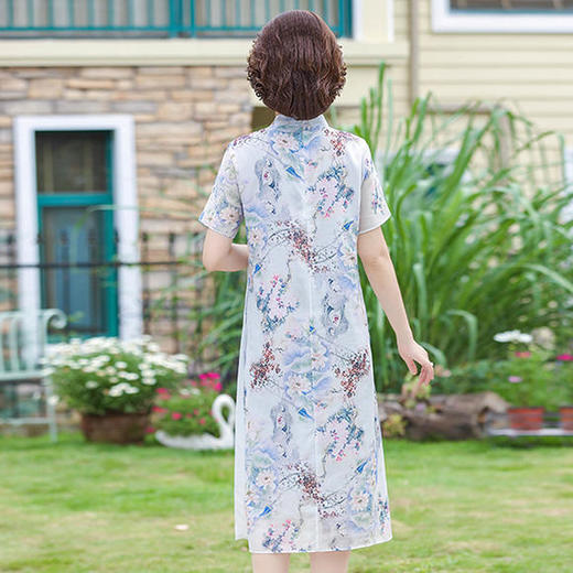 YMS-39P-2151新款中国风雪纺碎花双层连衣裙 商品图3