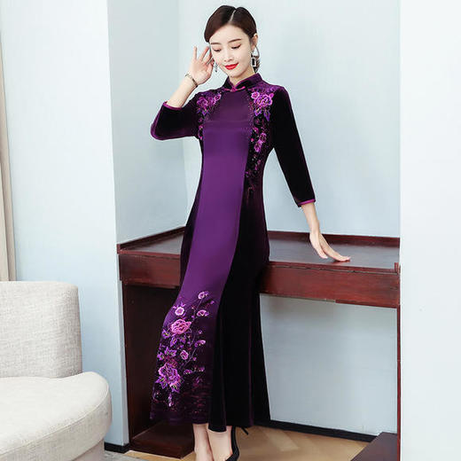 AHM-lfqp9531阔太太复古刺绣洋气旗袍裙【优】 商品图1