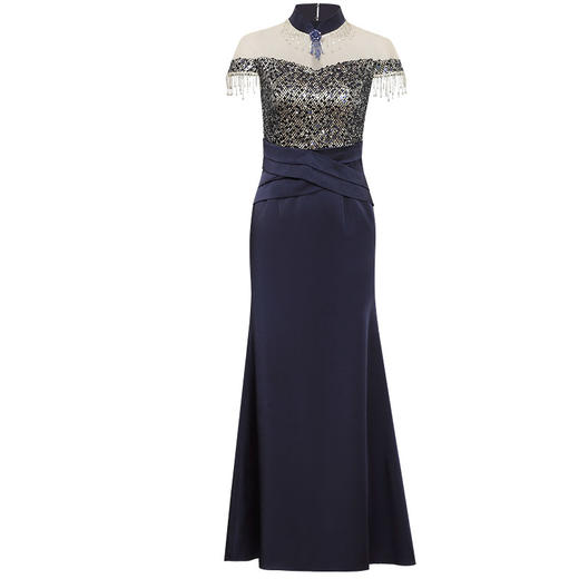 DLQ-A2586性感网纱礼服长款复古气质旗袍裙 商品图3