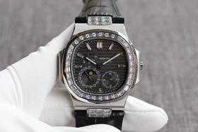 PFF Factory横空出世 再创辉煌 V2升级版 倾情奉献【市场最高品质版本】百达翡丽PP运动系列（鹦鹉螺）5724（霸道总裁）升级版！所有功能同正品（10字位动能显示，7字位日历和月相 4字位小