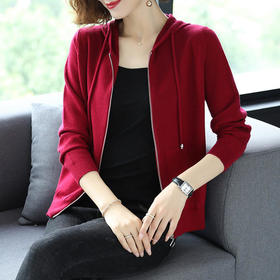 F-SJ7164秋季新款时尚气质连帽针织开衫