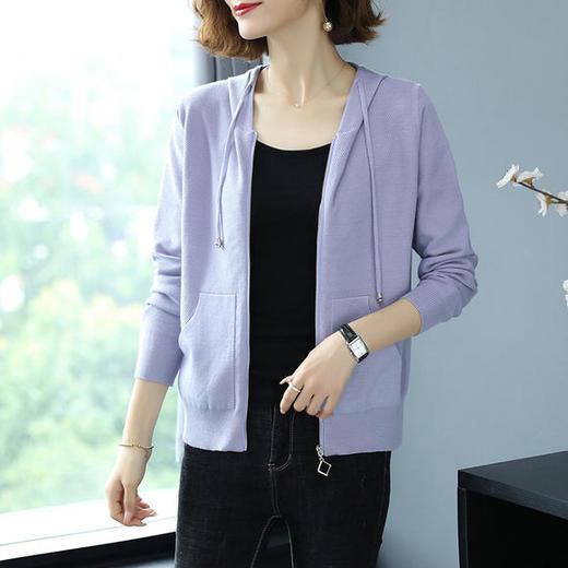 F-SJ7164秋季新款时尚气质连帽针织开衫 商品图4