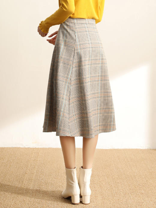 复古英伦彩色格子半身裙中长款A字裙百搭伞裙 商品图4