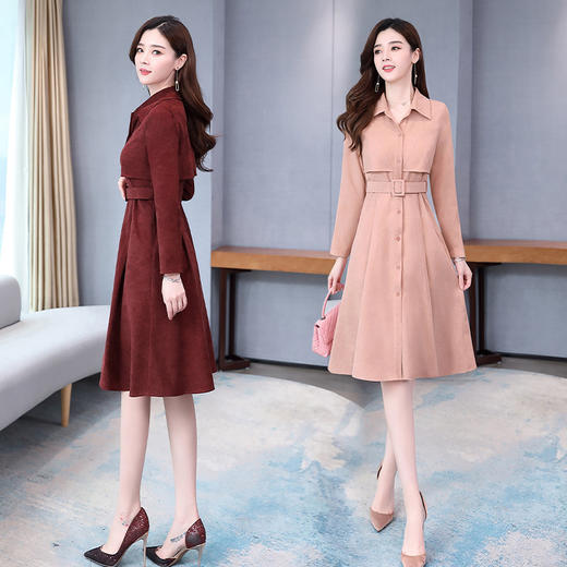 WZNH-WM66019秋新款女气质翻领优雅时尚修身显瘦连衣裙 商品图0