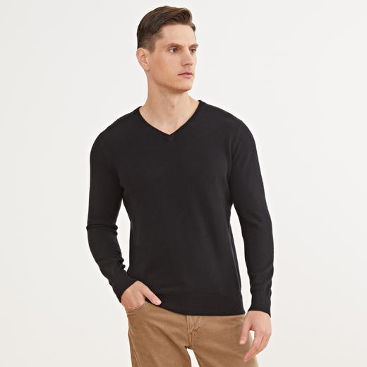 METTE羊绒世家2020秋冬新品男V领100%山羊绒衫时尚鸡心领针织毛衣 商品图4