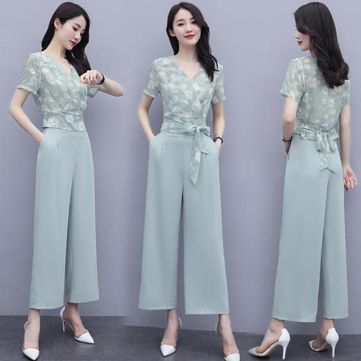 LY-HY92058时尚印花新款流行女装复古时髦气质雪纺两件套 商品图2