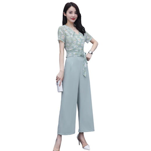 LY-HY92058时尚印花新款流行女装复古时髦气质雪纺两件套 商品图4