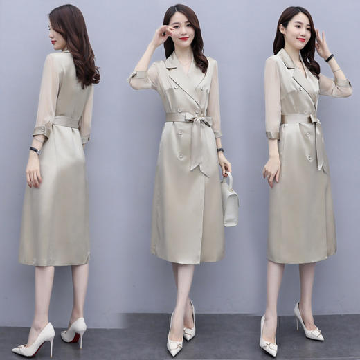 WZNH-WQ98029秋季风衣女气质OL通勤韩版修身优雅中长款 商品图3