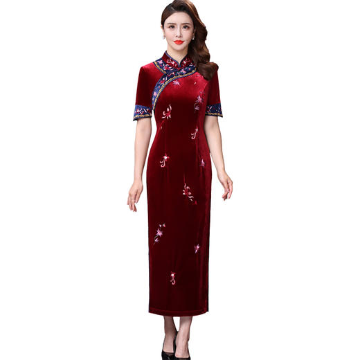 WXY-W-YNQ-6812新款秋装复古民族风年轻款婚礼妈妈连衣长裙 商品图2