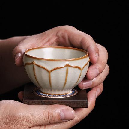 汝窑功夫茶主人杯单杯纯手工汝瓷小茶杯单个开片可养品茗杯女中式 商品图3