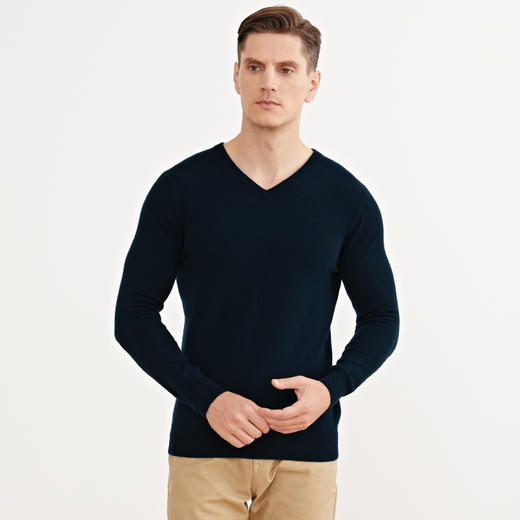 METTE羊绒世家2020秋冬新品男V领100%山羊绒衫时尚鸡心领针织毛衣 商品图2