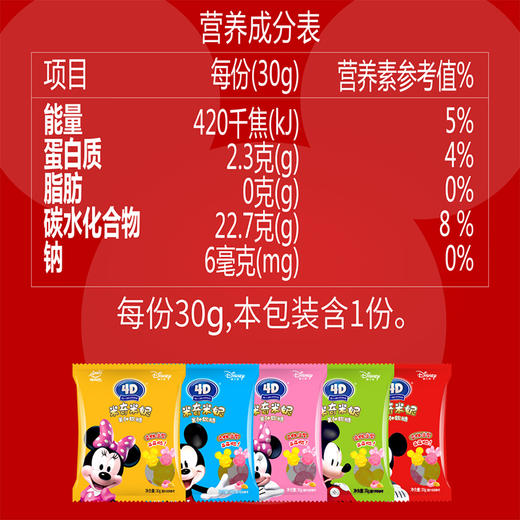 Amos阿麦斯4D迪斯尼联名款米奇米妮30g*5袋橡皮糖 软糖 节庆 糖果 含真水蜜桃和芒果果汁 迷你萌趣 商品图1