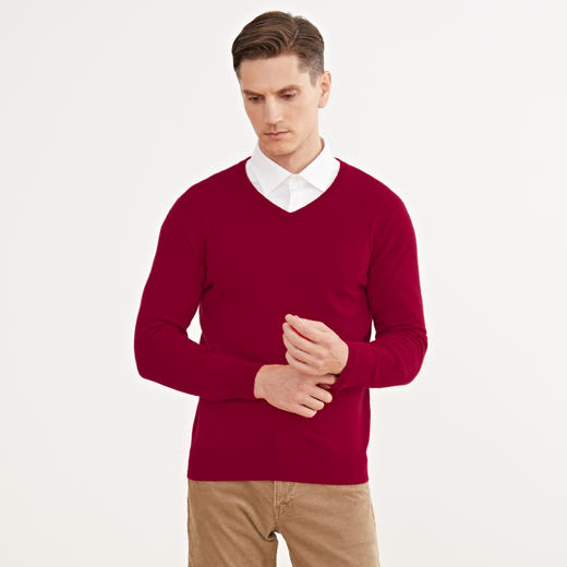 METTE羊绒世家2020秋冬新品男V领100%山羊绒衫时尚鸡心领针织毛衣 商品图1