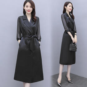 WZNH-WQ98029秋季风衣女气质OL通勤韩版修身优雅中长款