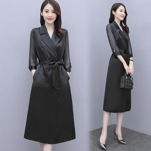 WZNH-WQ98029秋季风衣女气质OL通勤韩版修身优雅中长款 商品图0
