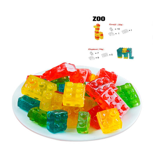 阿麦斯4D水果动物积木软糖72g/袋儿童趣味早教益智糖果休闲零食 惊艳造型 Q弹趣味看得见 商品图3