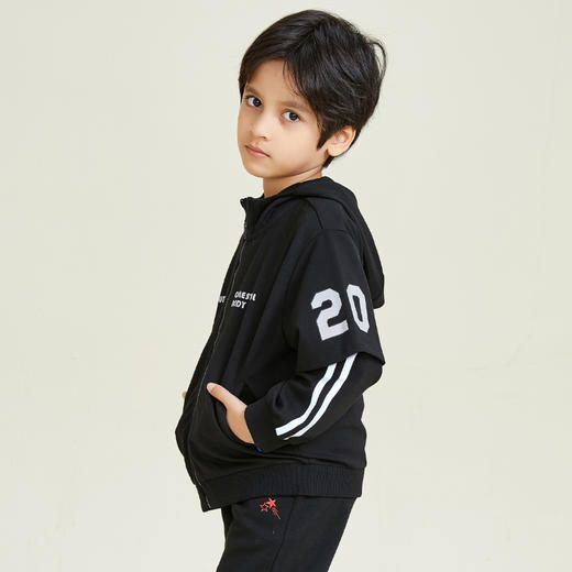 METTE童装男连帽外套2020秋时尚假两件中大童男宝字母印花风衣 商品图2