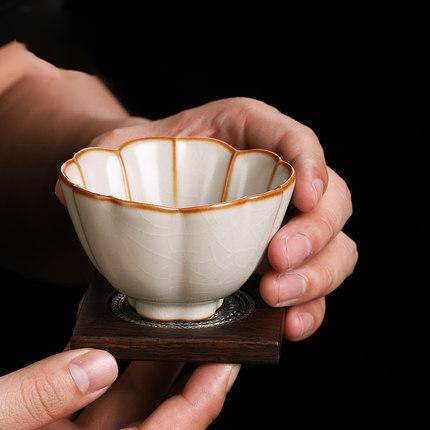 汝窑开片品茗杯小茶杯陶瓷功夫茶主人杯女单个单杯大号纯手工茶盏 商品图1