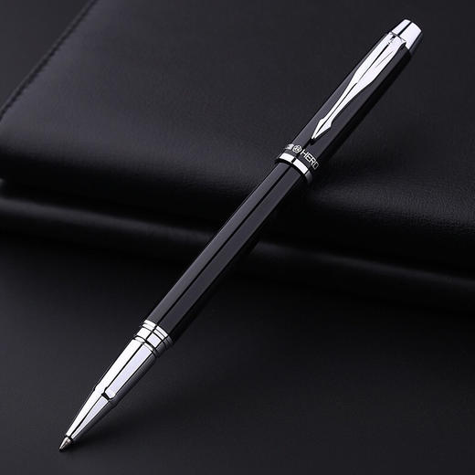 hero英雄官方正品签字笔中性笔7006纯黑学生用金属宝珠笔商务办公用水笔 商品图1