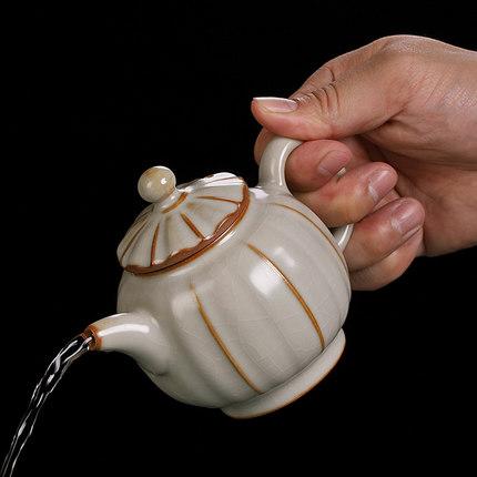汝窑功夫茶茶壶开片可养冰裂纹小号陶瓷泡茶壶单壶大容量家用单个 商品图1
