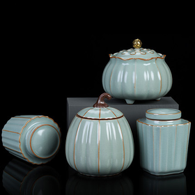 茶叶罐密封罐陶瓷日式家用小茶罐随身便携大号存茶叶储茶罐一斤装