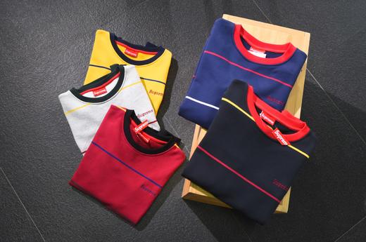 拼接圆领套头衫   SUP X UB 横条纹圆领毛圈套头衫 WY234 商品图7